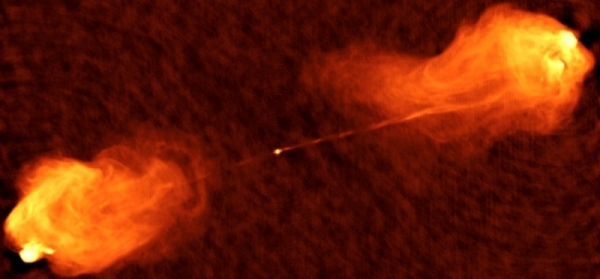 Radio image of the Cygnus A active galactic nuclei (NRAO)
